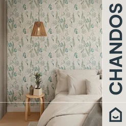 Papier peint pré-encollé vinyle intissé fleuri Easy Roll GoodHome Chandos vert l.53 x H.1005 cm
