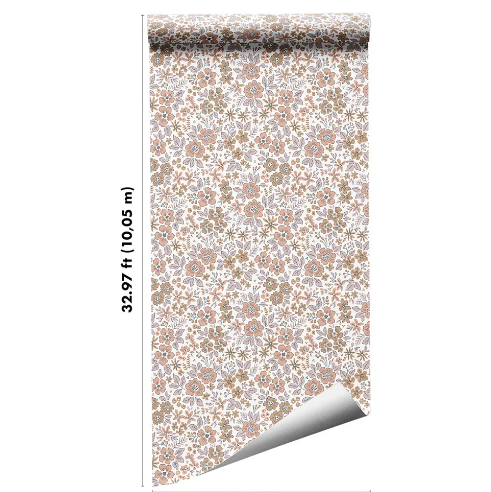 Papier peint pré-encollé vinyle intissé fleuri rose Easy Roll GoodHome Lovko l.53 x H.1005 cm