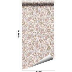Papier peint pré-encollé vinyle intissé fleuri rose Easy Roll GoodHome Lovko l.53 x H.1005 cm