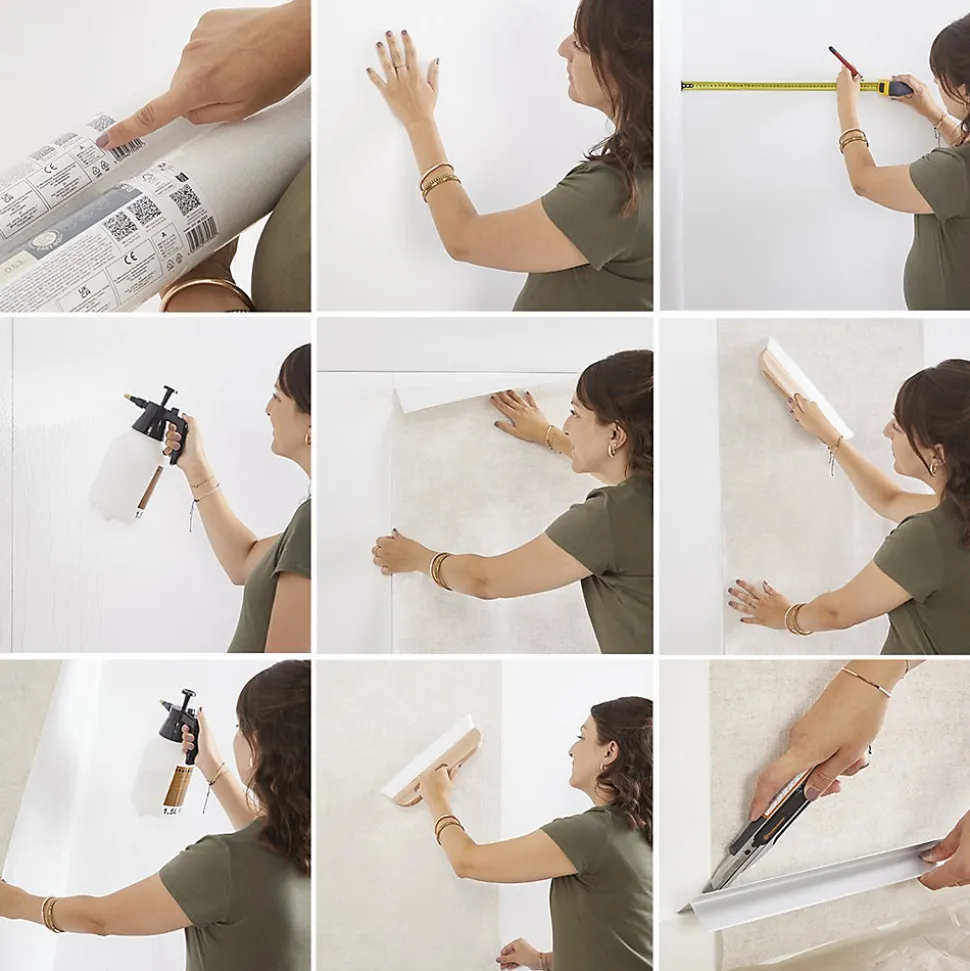Papier peint pré-encollé vinyle intissé fleuri rose Easy Roll GoodHome Lovko l.53 x H.1005 cm