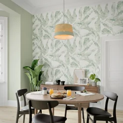 Papier peint pré-encollé vinyle intissé feuillage Easy Roll GoodHome Halton vert l.53 x H.1005 cm