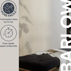 Papier peint pré-encollé vinyle intissé géométrique Easy Roll GoodHome Barlow beige l.53 x H.1005 cm