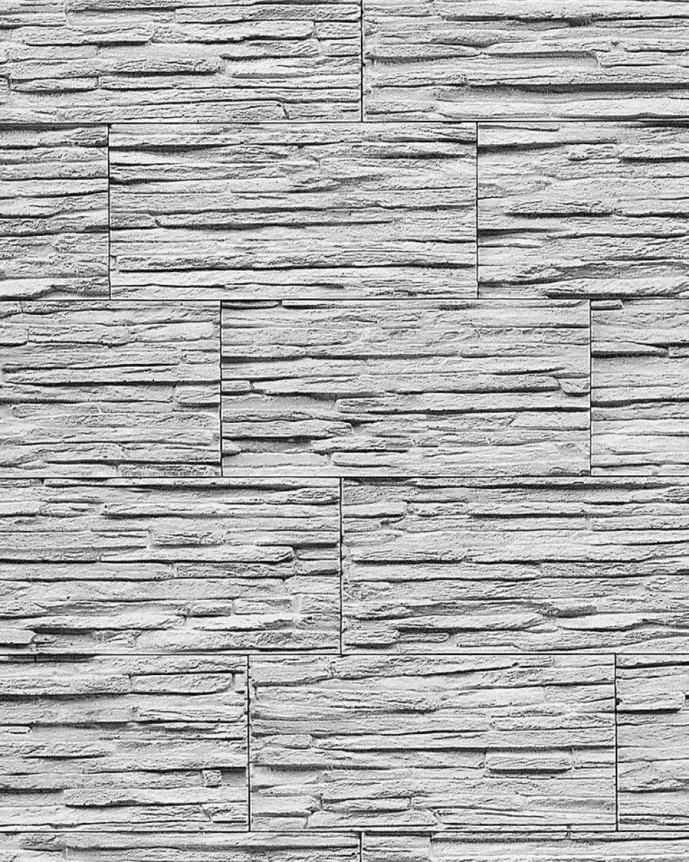 Papier peint quartzite ardoise en relief 1003-32 vinyle très résistant aspect pierre blanc gris clair