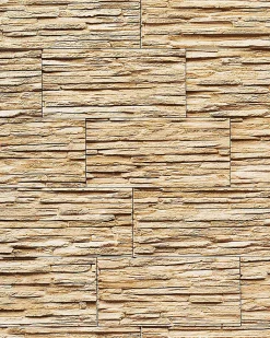 Papier peint quartzite ardoise en relief 1003-31 vinyle très résistant aspect pierre ocre brun clair