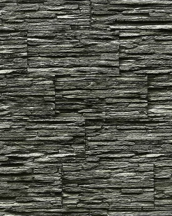 Papier peint quartzite ardoise en relief 1003-34 vinyle très résistant aspect pierre gris foncé anthracite