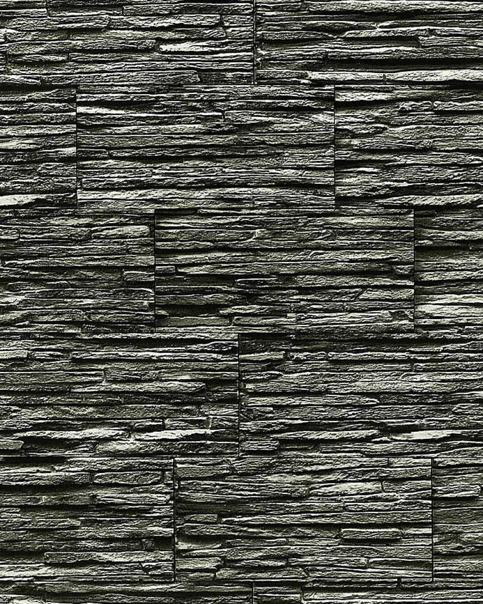 Papier peint quartzite ardoise en relief 1003-34 vinyle très résistant aspect pierre gris foncé anthracite