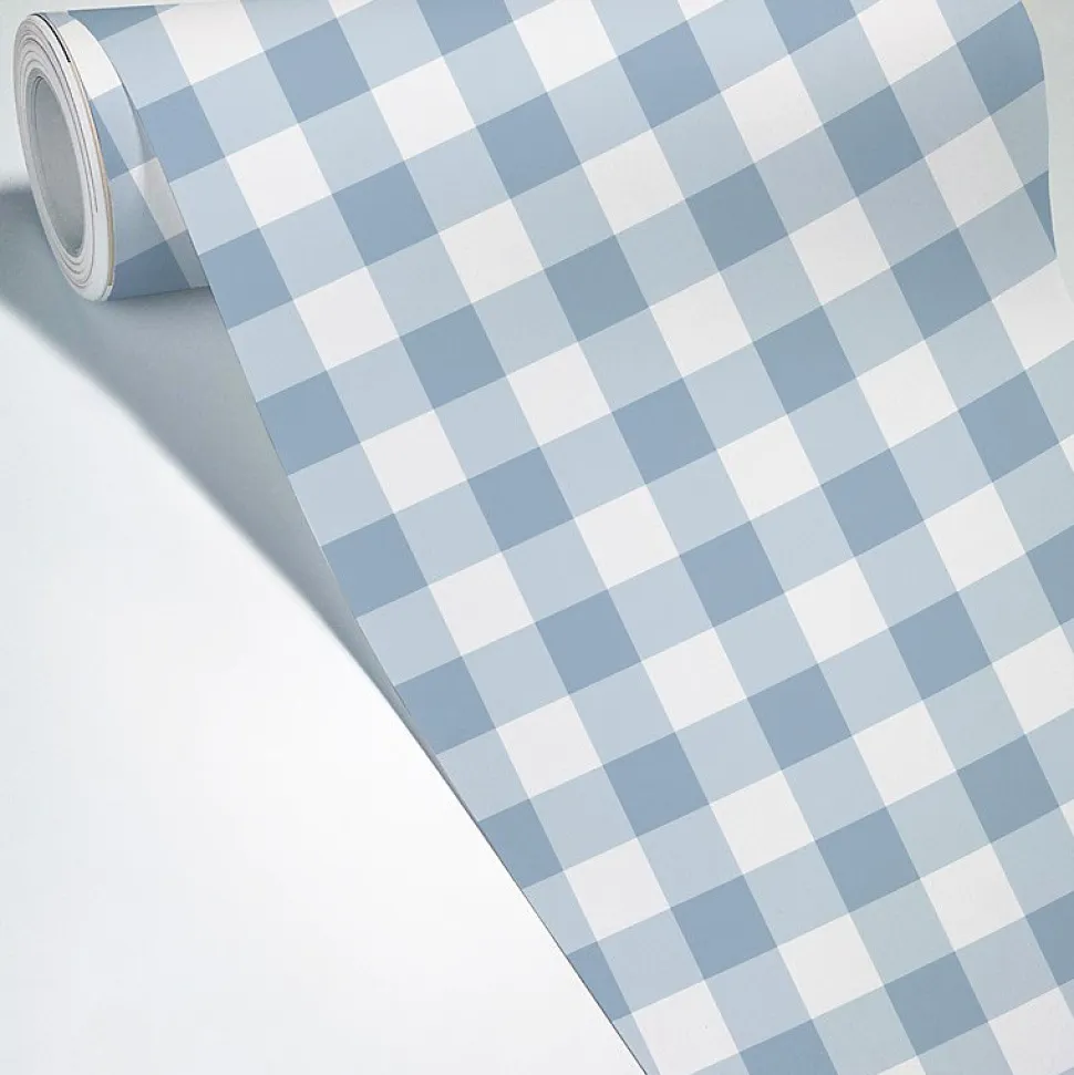 Papier peint raccordable - Vichy - Bleu - intissé : 150g/m² - 4 lés : 192x270cm