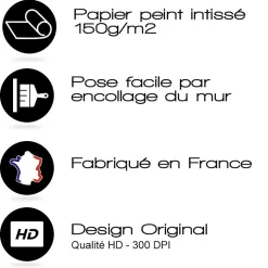 Papier peint raccordable - Vichy - Bleu - intissé : 150g/m² - 4 lés : 192x270cm