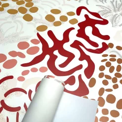 Papier peint sobre illustrant fleurs et feuilles abstraites - 510x260 cm (l x h)