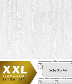 Papier peint texturé EDEM 83005BR60 papier peint intissé texturé à l'aspect de bois mat blanc 1 carton à 4 rouleaux