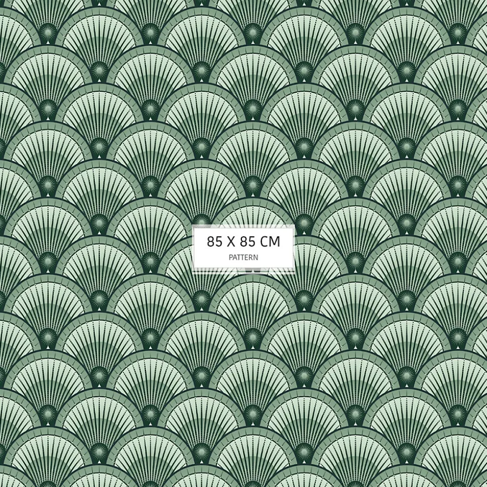 Papier peint vintage avec motifs géométriques verts - 510x260 cm (l x h)