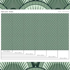 Papier peint vintage avec motifs géométriques verts - 510x260 cm (l x h)