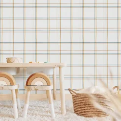 Papier peint vinyle adhésif tartan coloré multicolore 50x300 cm