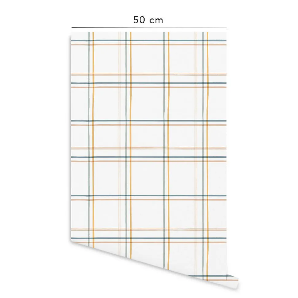 Papier peint vinyle adhésif tartan coloré multicolore 50x300 cm