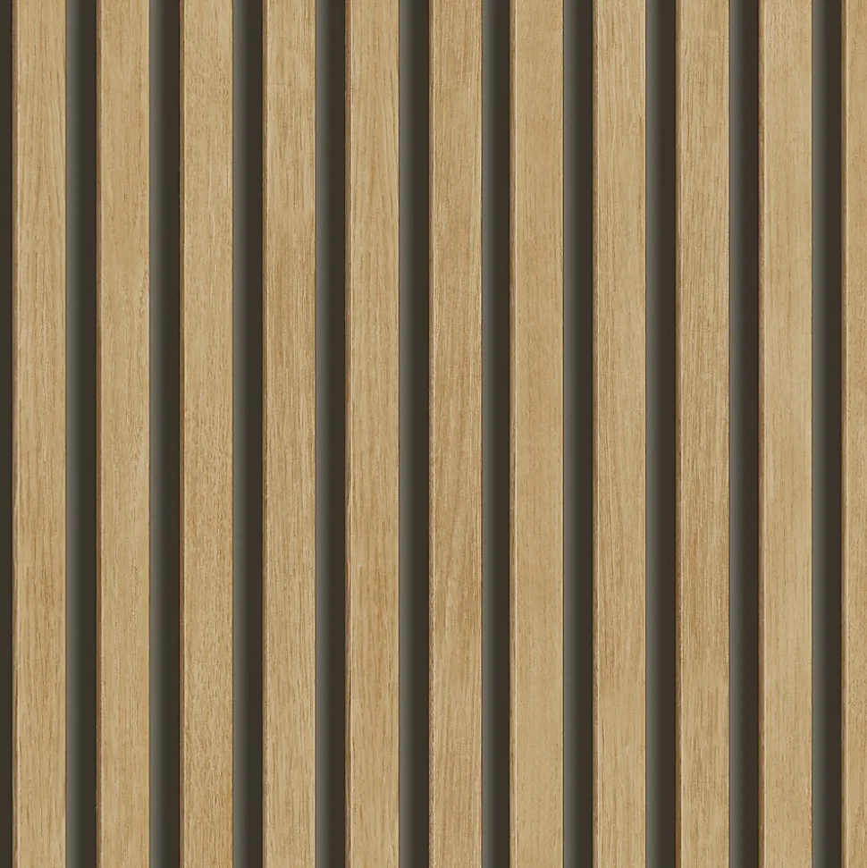 Papier peint vinyle expansé sur intissé effet lattes de bois foncé L.1005 x l.53cm Grandeco