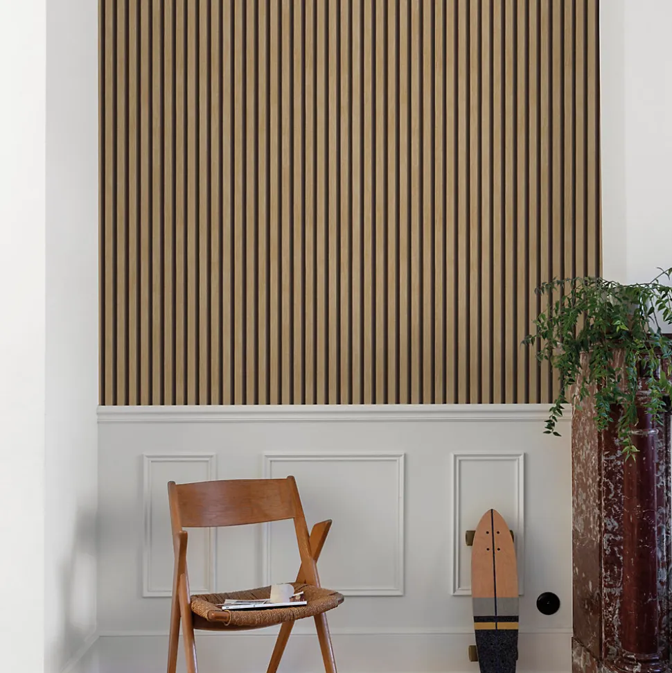 Papier peint vinyle expansé sur intissé effet lattes de bois foncé L.1005 x l.53cm Grandeco