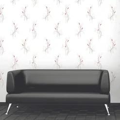 Papier peint vinyle expansé sur intissé - Basique - Motif floral rouge pois satiné - Rouleau(x)