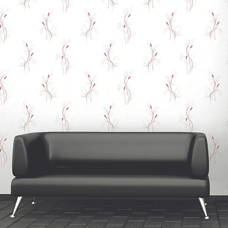 Papier peint vinyle expansé sur intissé - Basique - Motif floral rouge pois satiné - Rouleau(x)