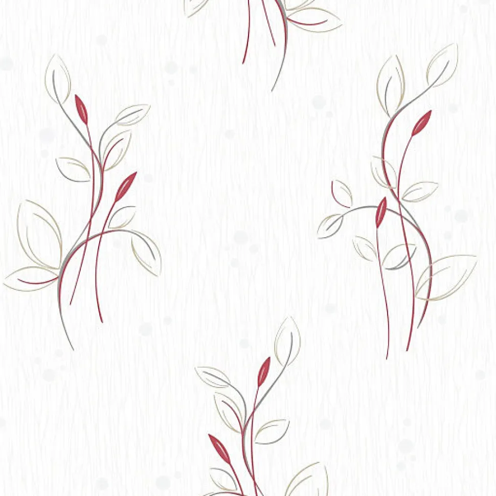 Papier peint vinyle expansé sur intissé - Basique - Motif floral rouge pois satiné - Rouleau(x)