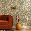 Papier peint vinyle expansé intissé feuillage Tropico vert, terracotta L.1005 x l.53cm Rasch