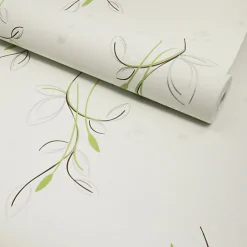 Papier peint vinyle expansé sur intissé - Basique - Motif floral vert pois satiné - Rouleau(x)
