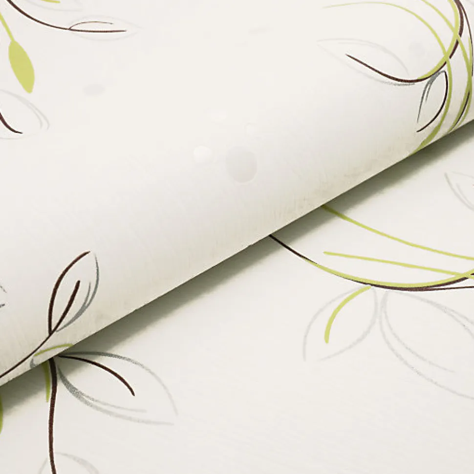 Papier peint vinyle expansé sur intissé - Basique - Motif floral vert pois satiné - Rouleau(x)