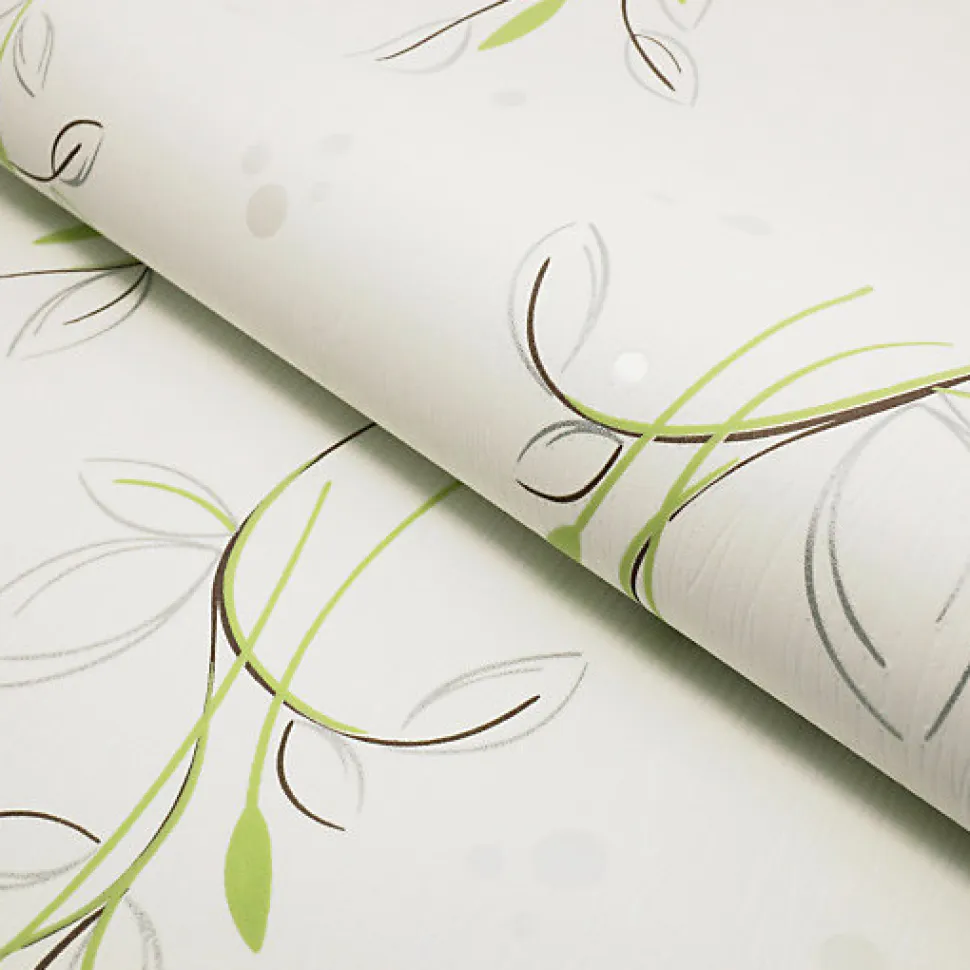 Papier peint vinyle expansé sur intissé - Basique - Motif floral vert pois satiné - Rouleau(x)