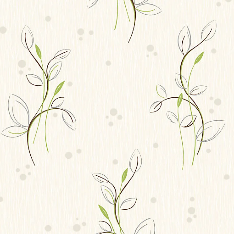 Papier peint vinyle expansé sur intissé - Basique - Motif floral vert pois satiné - Rouleau(x)