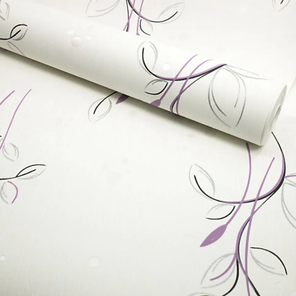 Papier peint vinyle expansé sur intissé - Basique - Motif floral violet pois satiné - Rouleau(x)