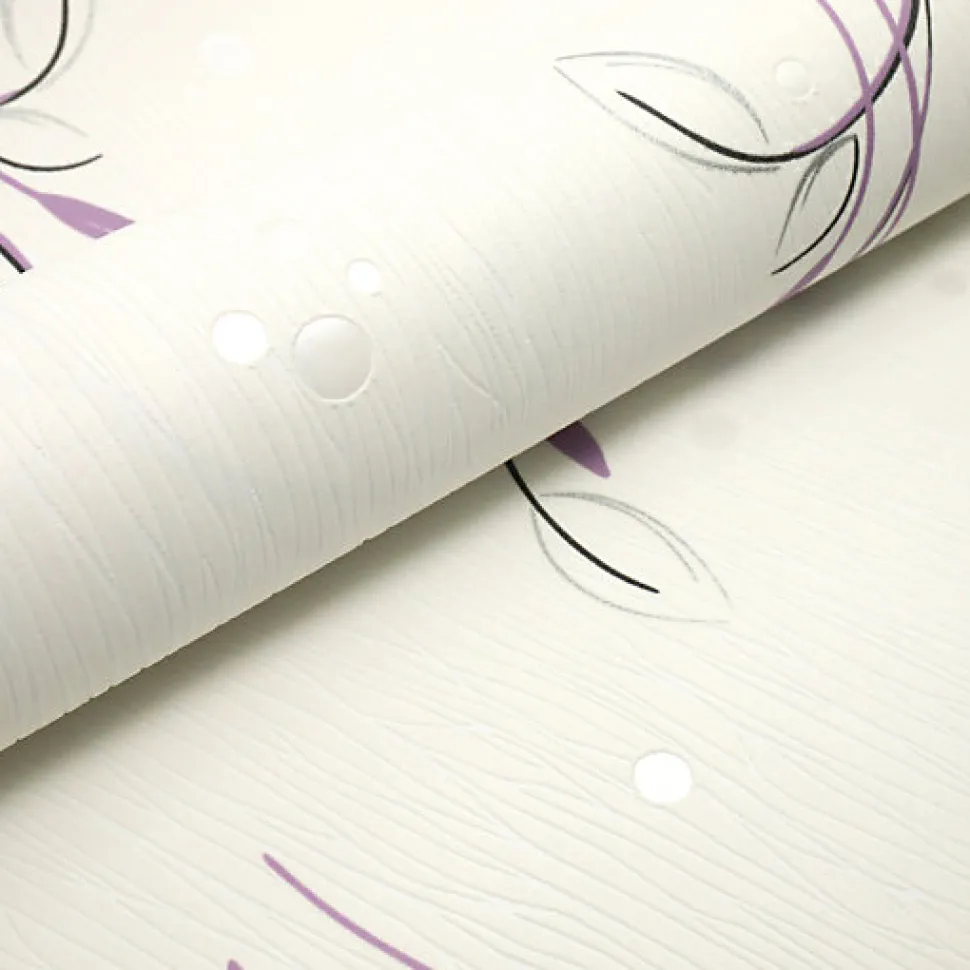 Papier peint vinyle expansé sur intissé - Basique - Motif floral violet pois satiné - Rouleau(x)