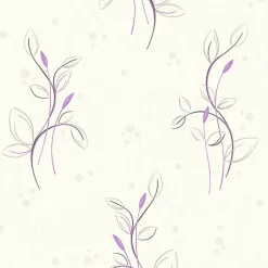 Papier peint vinyle expansé sur intissé - Basique - Motif floral violet pois satiné - Rouleau(x)
