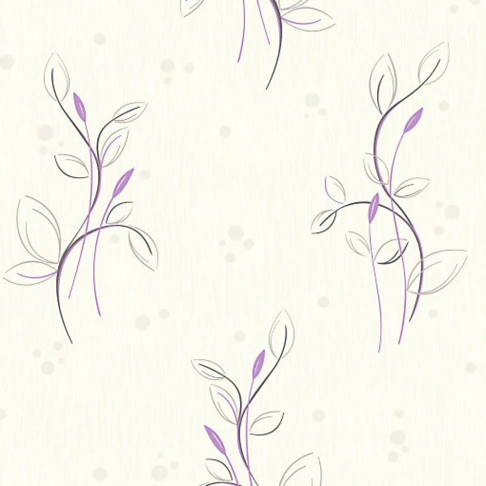 Papier peint vinyle expansé sur intissé - Basique - Motif floral violet pois satiné - Rouleau(x)
