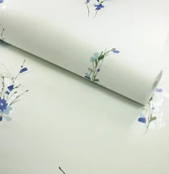 Papier peint vinyle expansé sur intissé - Aquarelle - Fleurs bleues - Rouleau(x)