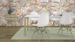 Papier peint vinyle expansé grainé sur intissé jardin féerique rose L.1001 x l.53cm Rasch