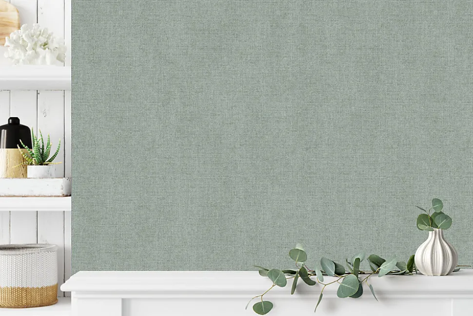 Papier peint vinyle grainé sur intissé uni tweed vert L.1001 x l.53cm Ugèpa