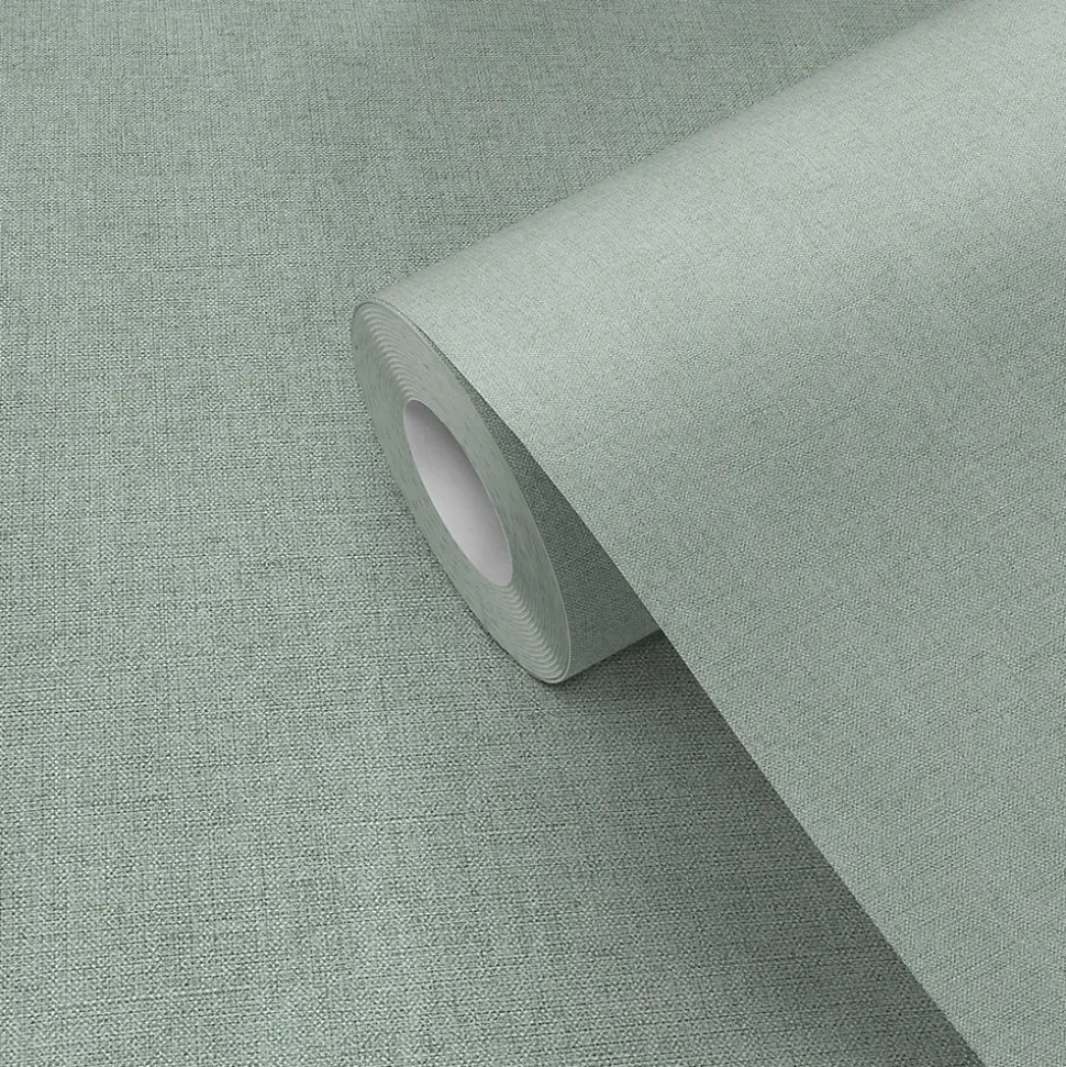 Papier peint vinyle grainé sur intissé uni tweed vert L.1001 x l.53cm Ugèpa