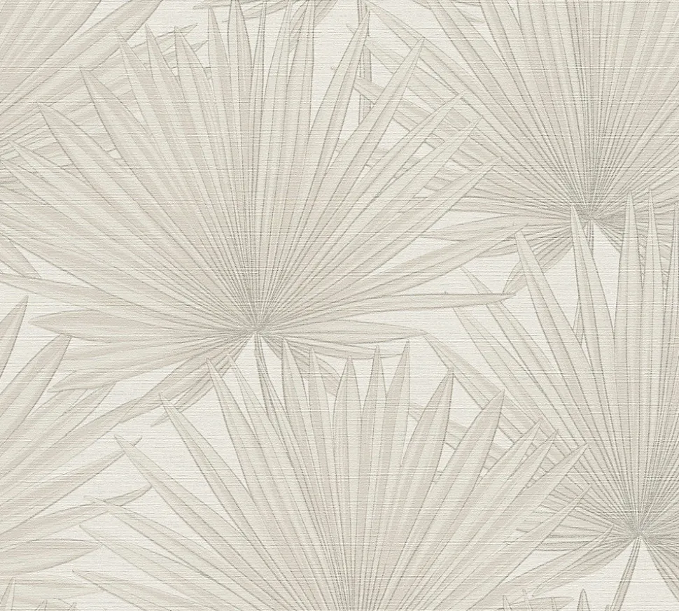 Papier peint vinyle grainé sur intissé effet mat végétal Antigua As Creation L.1005 x l. 53 cm ecru