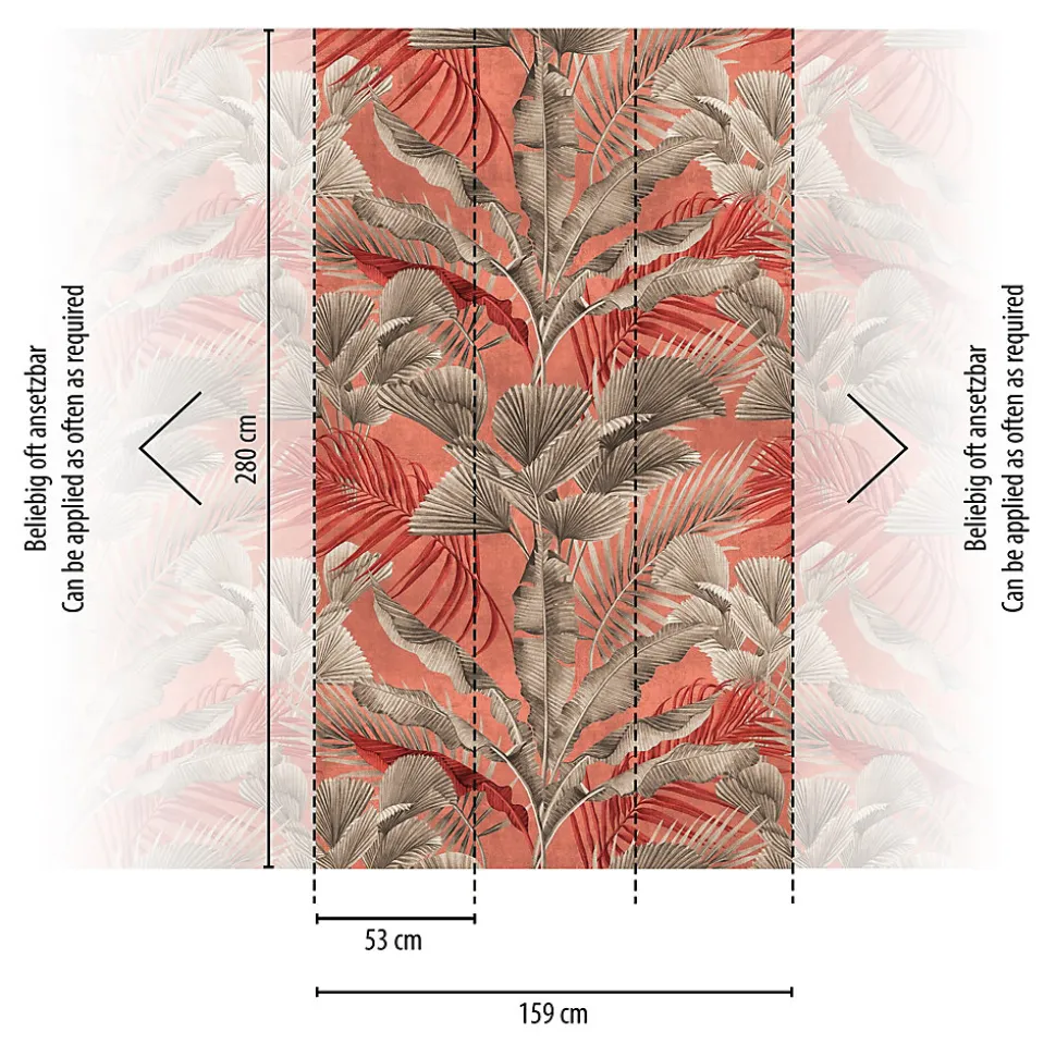 Papier peint vinyle grainé sur intissé jungle Bali L.880 x l. 53 cm taupe, rose As Creation