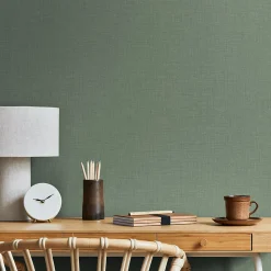 Papier peint vinyle intissé uni structuré vert L.1000 x l.52 cm GoodHome Shung