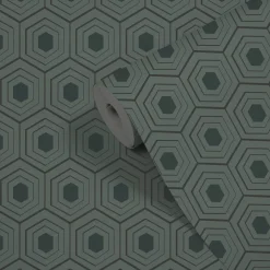 Papier peint Vinyle Intissé GoodHome Draba vert et noir