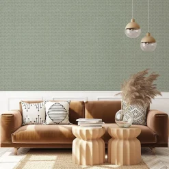 Papier peint vinyle intissé Abaca bloutis vert L.1005 x l.53cm Lutèce