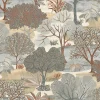 Papier peint vinyle intissé Allure Lutece mat et satiné fôret, arbre, paysage jaune, marron, bleu l.1005 x l.53 cm