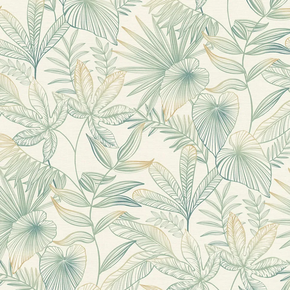 Papier peint vinyle intissé feuillage vert L.1001 x l.53cm Rasch