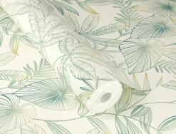 Papier peint vinyle intissé feuillage vert L.1001 x l.53cm Rasch