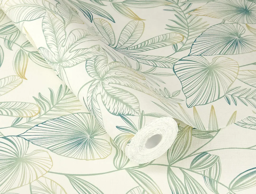 Papier peint vinyle intissé feuillage vert L.1001 x l.53cm Rasch
