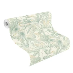 Papier peint vinyle intissé feuillage vert L.1001 x l.53cm Rasch