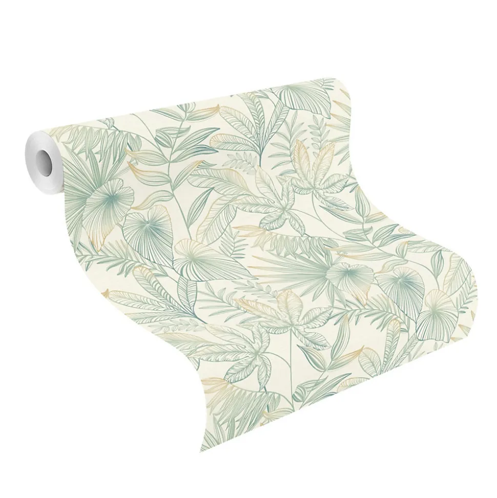 Papier peint vinyle intissé feuillage vert L.1001 x l.53cm Rasch