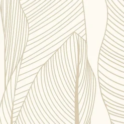 Papier peint vinyle intissé feuille de bananier beige, terracotta L.1005 x l.53cm Lutèce