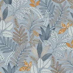 Papier peint vinyle intissé Allure Lutece mat et satiné feuilles bleu, cuivre, taupe l.1005 x l.53 cm