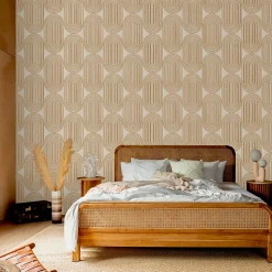 Papier peint vinyle intissé Reality Iv Lutece mat et satiné effet bois, cerclé marron, bois, beige l.1005 x l.53 cm
